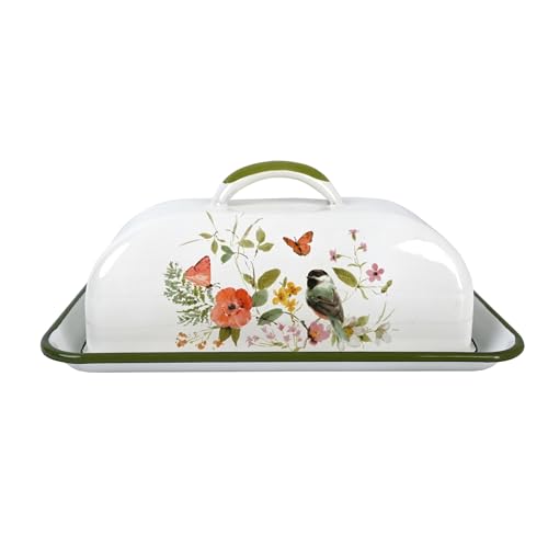 Enamel Butter Dish with Lid Vintage Enamelware Butter Keeper with Flower and Bird Patterns Farmhouse Butter Container Butter Holder for Countertop Kitchen Decor by Z&Z ornamentorum - Image 7