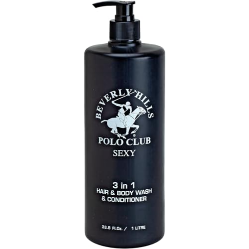 Beverly Hills Polo Club Men's 3 in 1 Shampoo Conditioner and Body Wash Featuring Luxury Scents Blaze Blue Classic and Sexy 33.8 oz BHPC (Sexy)