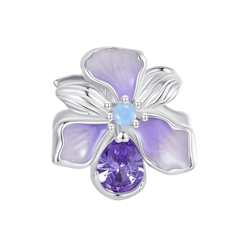 Dijes iris morado plata ley 925 de alta joyer&iacute;a con acabado artesanal pulido