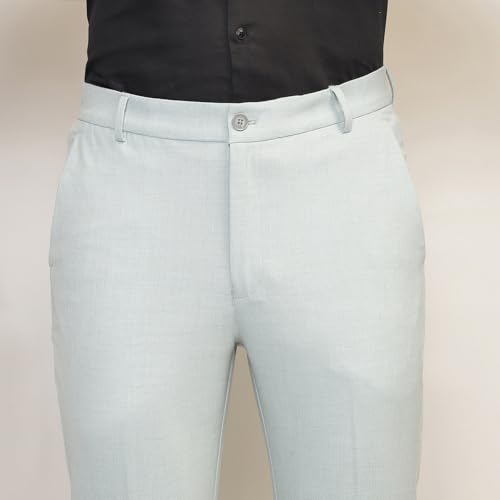 Image of SUBTRACT Men 4 Way Stretch Wrinkle Free Slim Fit Formal Trouser with 2 Inch Flexible Waistband | Men's Trousers for Office Or Party