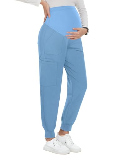 Image of PACBREEZE Women's Maternity Scrubs with 6 Pockets, Workwear Maternity Jogger Scrubs Pregnancy Pants, S-XXL
