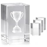 Cloudray Cube Crystal Blank Blocks for 2D & 3D Lazer Engraving Machines, Glass Blocks Set of 4, Crystal Stand, Clear Crystal Ornaments for 3D Crystal Photo & Custom Gifts, 4 Packs