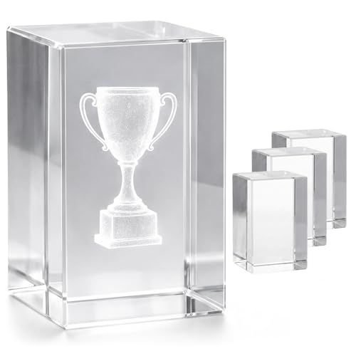 Cloudray Cube Crystal Blank Blocks for 2D & 3D Lazer Engraving Machines, Glass Blocks Set of 4, Crystal Stand, Clear Crystal Ornaments for 3D Crystal Photo & Custom Gifts, 4 Packs