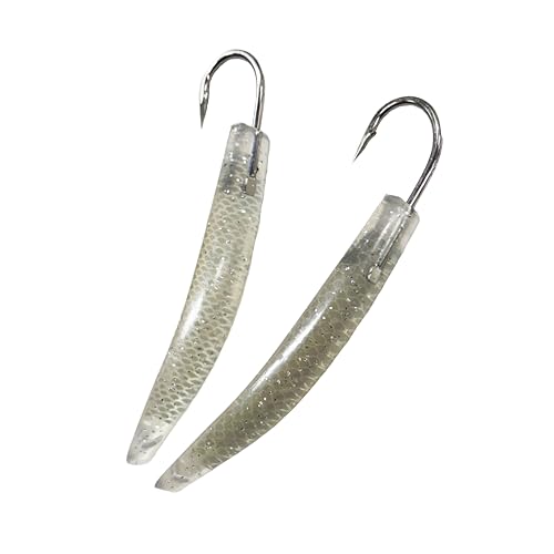 トローリング 弓角 ルアー 8cm クリア 2本セット 鱗シール シーバスなど 青物 疑似餌 釣り針 トローリング針 釣りグッズ 【クリア/8cm】