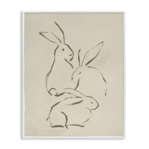 Earthtone Bunny Sketch Animal Print, 24 x 30 Inch Framed Giclée Print