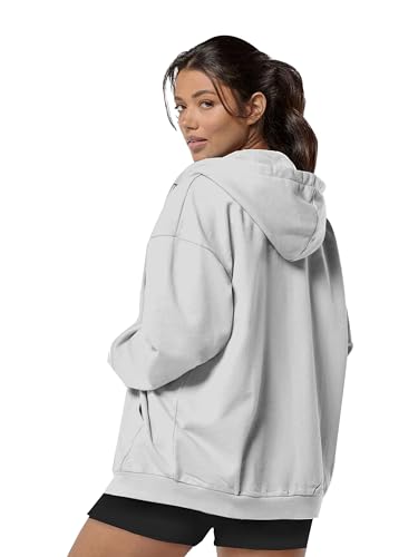 Image of DROBE Relaxed Fit Plain Cotton Blend Full Sleeves Hodded Zipper Jacket for Women