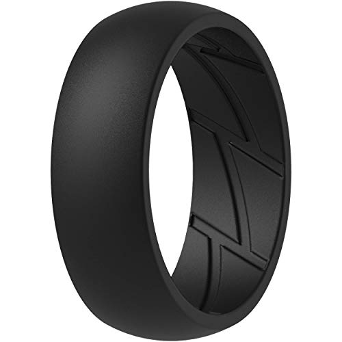 ThunderFit Silicone Wedding Rings for Men, Breathable Edition Rubber Engagement Bands Airflow Inner Grooves 8.5mm Wide 2.5mm Thick - 1/2/3/4/5/6/7 Variety Multipack (Pack D - Size 12.5-13 (22.2mm))