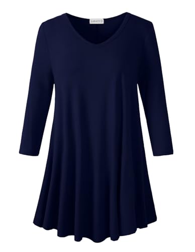 Image of LARACE Tunics 3 /4 Sleeve Plus Size Tops for Women V Neck Loose Fit Flowy Clothing for Leggings