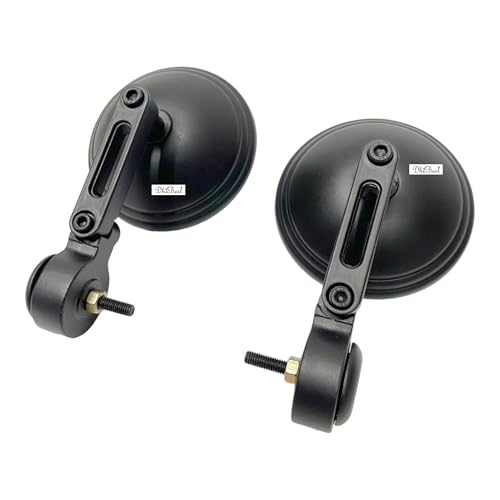 Image of Dhe Best Bike Motorcycle Anti Glare Handlebar Bar End Mirrors Rear view Round Mirror Foldable and Adjustable Mirror Set of 2 Black Suitable For Jawa Forty Two,42 Bobber,Yezdi&Perak