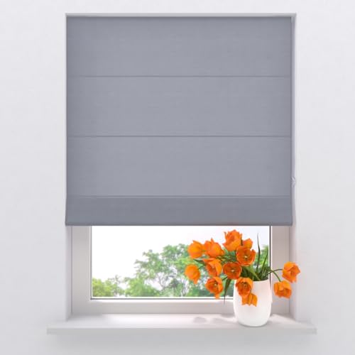 Store Bateau - Store Romain - Easy Canvas - Gris - 60 x 180 - sans perçage - Fixation par Serrage