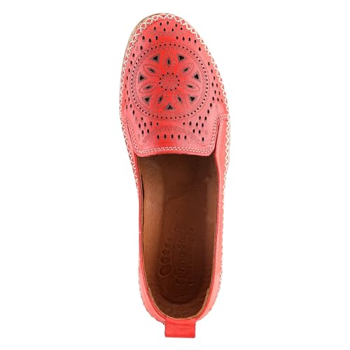 Image of Spring Step Women's Ingrid Loafers - Premium Leather Slip-On with Laser Cutout Design, Elastic Goring and Lightweight Flat Sole for Comfortable Stylish Wear