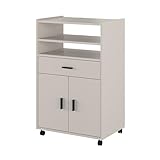 Duérmete Online - Armario Auxiliar de Cocina con Ruedas Alella, Mueble Multiusos con Cajón y Varios Compartimentos, Práctico y Funcional, Color Beige, 60 cm (Ancho) x 85.5 cm (Alto) x 40 cm (Fondo)