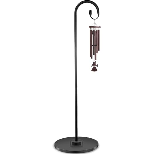 TAGEPUJIE 34-63 Adjustable Shepherd Hook Stand with Round Base Stand for Bird Feeders Lanterns Wind Chimes Indoor and Outdoor Use on Patio Yard or Porch