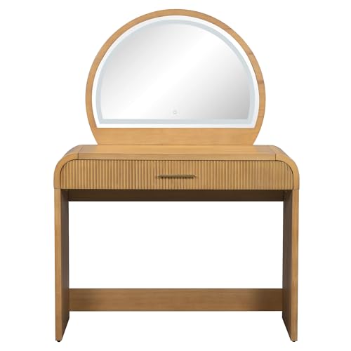 JIJIWANG 39" Makeup Vanity Table with Touch Screen Lighted Mirror