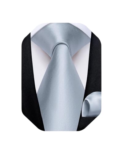 Image of DiBanGu Mens Solid Color Tie and Pocket Square Cufflinks Set