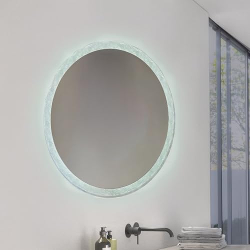 M Ledme - Espejo Baño con Luz, 80 cm, Serie Jubrique, 15W, Regulable, Regulable de Color Blanco Calido, Neutro o Frio (CCT), Interruptor Táctil, Cristal Templado, IP44, Acabado Transparente, LM9308.