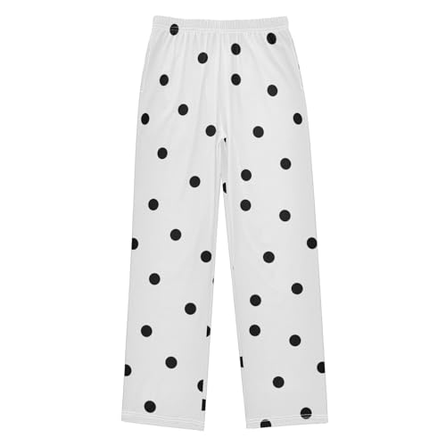 Boys' Pants Small Black Polka Dots White Long Bottoms Jogger Pants Elastic Waist Trousers with Pockets S-XL