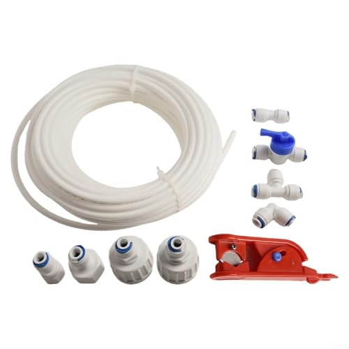 Alanmoship Tubo de suministro de agua de 15 m y kit de conexión de refrigerador,Mangueras de refrigerador, conector de tubería de agua para refrigerador para Samsung, para BOSCH, para Siemens, para