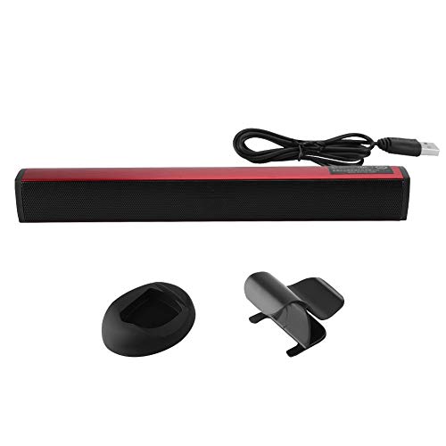 sjlerst Soundbar Desktop, Altoparlante Home Theater HiFi, Altoparlante Driver di Gioco USB Soundbar Altoparlante subwoofer per PS4/laptop/PC(Rosso)