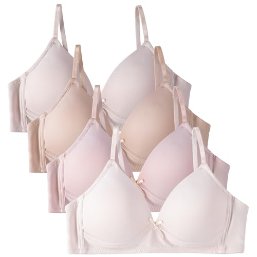 Girls 7-16 Wireless Molded Padded Bras with Adjustable Straps, 4-Pack