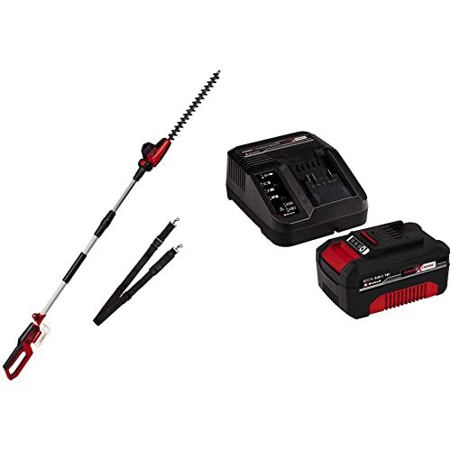 Einhell Taille-haie télescopique sans Fil GC-HH 18/45 Li T-Solo Power X-Change (li-ION, 18 V, poignée Principale orientable, Bloc Moteur inclinable sur 7 Positions) avec Chargeur et Batterie 4,0Ah