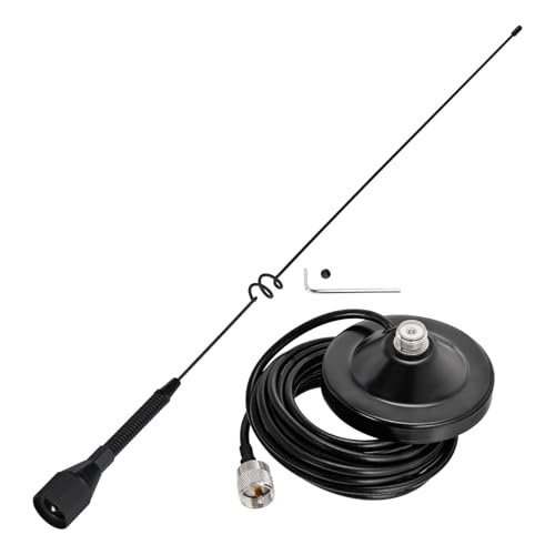 Antena Radioaficionado Vehículos Dual Banda con Base Magnética Potente y Cable de 5 metros 2