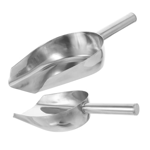DIYEAH 2 piezas Pala de Hielo y Granos de Acero Inoxidable Cuchara Ligera Multiusos para Harina Frutos Secos y Cubitos Cocina y Bar Casa