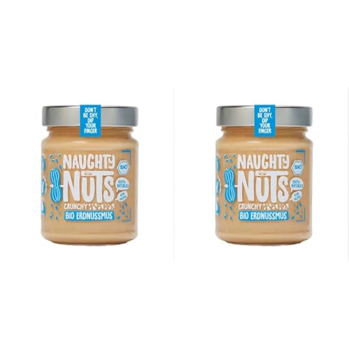 NAUGHTY NUTS Bio Erdnussmus Crunchy | Vegane Erdnussbutter | 100% Natürlich | Ohne Palmöl & Zucker | Ideal Als Topping Für Müsli | 500g (Packung mit 2)