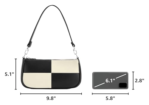 Image of Shoulder Bag for Women Retro Vegan Leather Classic Clutch Tote HandBags Purses with Zipper Closure