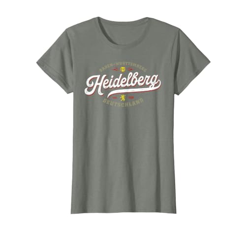 Heidelberg Germany Vintage Souvenir Travel Heidelberg T-Shirt, Women, Olive Heather, Medium