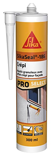 SIKA - Sikaseal-186 Crépi, Blanc, Mastic prêt à l'emploi, granuleux, Idéal joints de raccordement fissures sur enduit gratté et crépi extérieur, 300ml