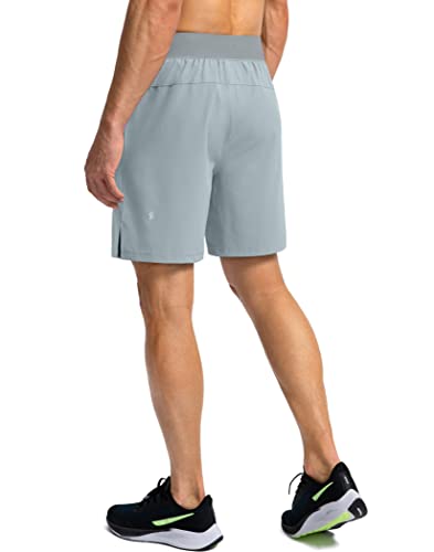 Image of Men's Running Shorts with Zipper Pockets 7 Inch Lightweight Quick Dry Gym Workout Athletic Shorts for Men
