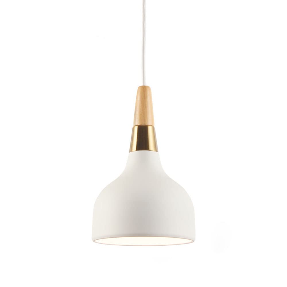 Lustre suspendu moderne en bois blanc pour table à manger et cuisine