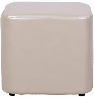 Reposapiés de piel encerada de aceite de alta calidad, elegante banco de zapatos con asiento acolchado, ideal para sala de estar y dormitorio, diseño rectangular, color blanco, 26 x 29 x 29 cm