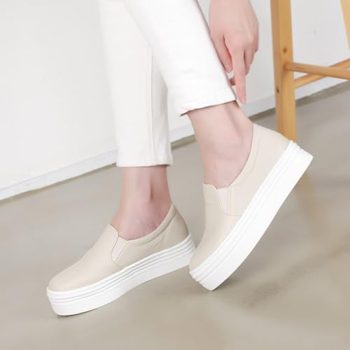 epdavin Women's Casual Simple Slip-On Mid Heels Platform Shoes Fashion Sneakers4
