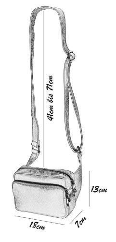 SH Leder Jisoo G412 Heuptas voor dames en heren, uniseks, voor festival, reizen, buiktas, middelgroot, crossbody bag, dames, leren tas, 18 x 13 cm, zwart, Medium - Image 5