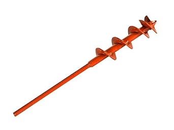 Heavy Duty Garden Dirt Hole Auger - 1/2" Hex Shank 2" - Orange