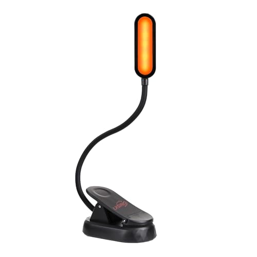 Luz de libro ámbar, bloqueo de luz azul, luz de lectura regulable con clip, LED cálido de 1600 K para leer en la cama, batería recargable integrada de 1000 mAh, compatible con Kindles