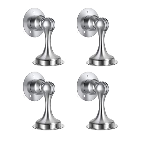 4 Pack Magnetic Door Stop, No Drilling Door Stoppers, Stainless Steel Magnetic Door Stops, Magnetic Door Stopper With Adhesive Tape, Screws For Stronger Wall & Floor Mount, Hold Your Door Open #TOP19