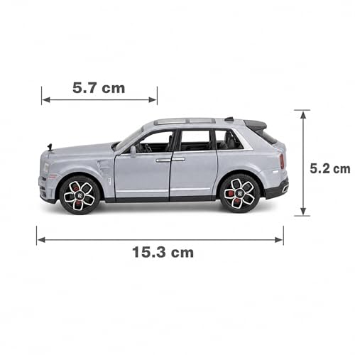 Image of Rolls Royce Cullinan 1:35 Scale Die Cast Metal Car - Pull Back Luxury SUV Model with Openable Doors, Lights & Sound, Collectible Showpiece for Kids 6+ & Car Enthusiasts