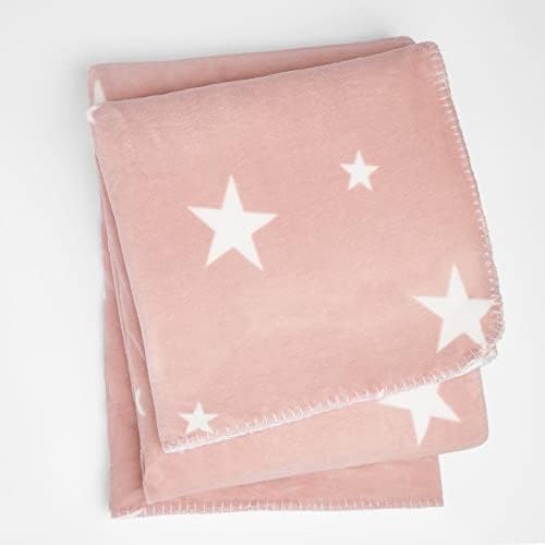 Dreamscene Star Sherpa Fleece Blanket Thermal Reverse Throw Soft Fluffy Plush Large Bedspread, 150 x 180 cm - Blush Pink White