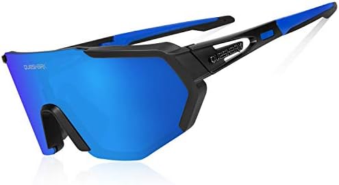 Queshark Cycling Glasses Polarized Sports Sunglasses for Men Women 3 or 5 Lens