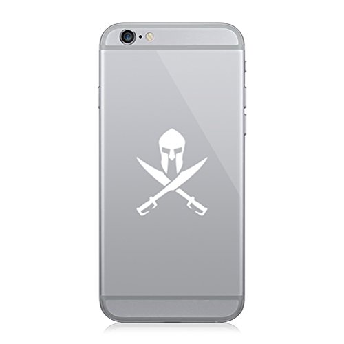 RDW Pair of Crossed Spartan Sword Cell Phone Stickers Mobile Molon Labe 2a Gun Rights - White