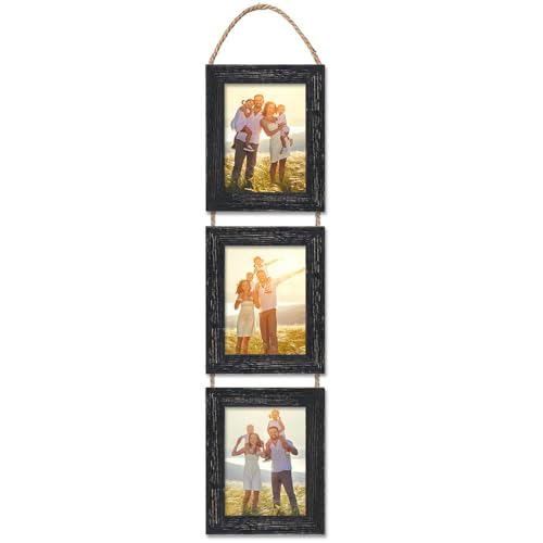 5x7 Wall Hanging Picture Frames Collage with 3 Opening Frames Black
