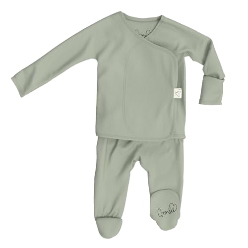 Bonsie Skin to Skin Babywear Footie - Green Baby Footed Bodysuit - Avocado