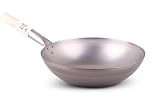 Pamai Pai® Wok Pfanne Ø 35cm Flacher Boden Asiatische Eisenpfanne Wokpfanne Induktion