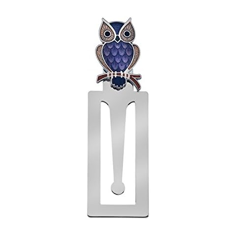 Owl on Branch Enamelled Silver Plated Bookmark - Purple Owl Cover