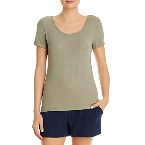 Three Dots Women's Scoop Neck Top, Fatigue, Large #TOP17