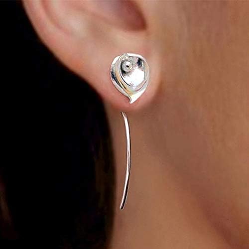 FLYYQMIAO Unique Dainty Calla Lily Sterling Silver Hook Drop Dangle Flowers Leaf Earrings Wedding Jewelry Gift for Bridal Bridesmaid Handmade Drop Long Earrings for Women Girl, XG-E243-2 - Image 4