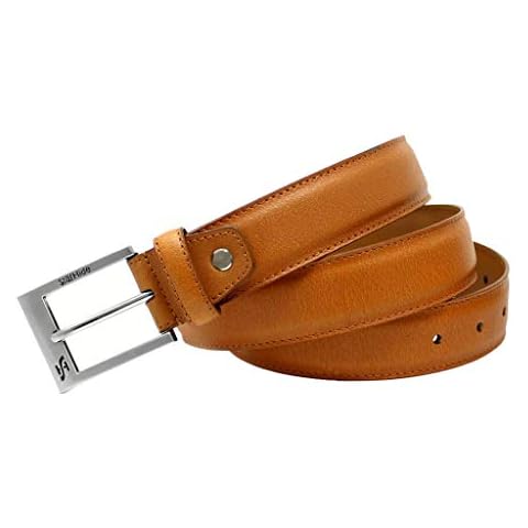 STARHIDE Mens Top Grain Genuine Leather Belts with Detachable Alloy Single Pin Buckle SB04 (Large Tan) Cover